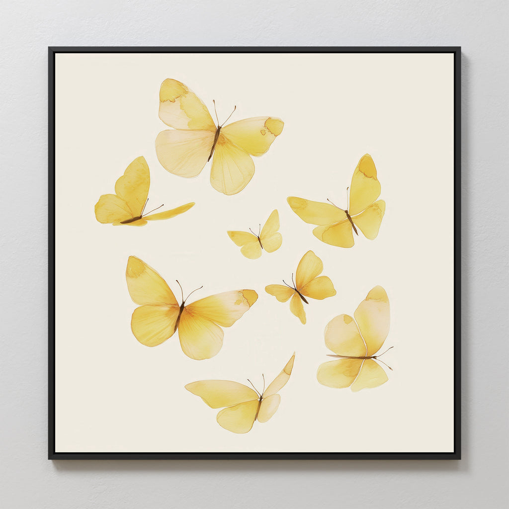 Whispers of Saffron Wings – neutral-toned wildlife canvas wall art print by Aspire Prints