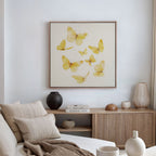 Whispers of Saffron Wings – neutral-toned wildlife canvas wall art print by Aspire Prints