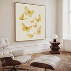 Whispers of Saffron Wings – neutral-toned wildlife canvas wall art print by Aspire Prints