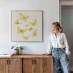 Whispers of Saffron Wings – neutral-toned wildlife canvas wall art print by Aspire Prints