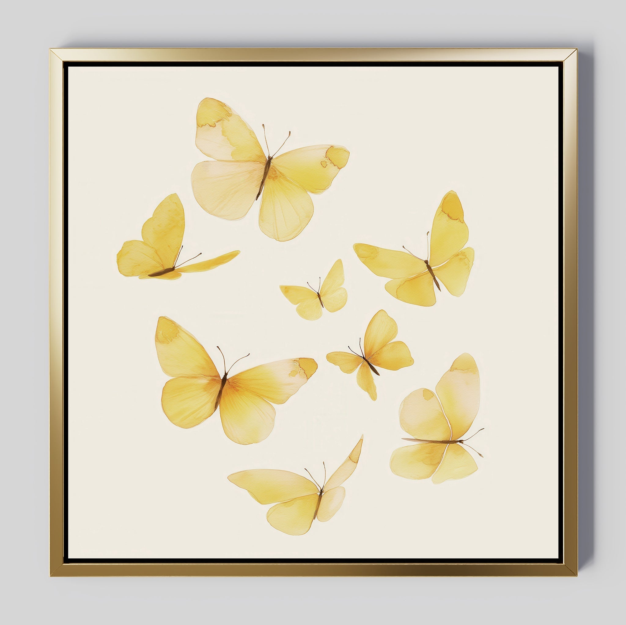 Whispers of Saffron Wings – neutral-toned wildlife canvas wall art print by Aspire Prints