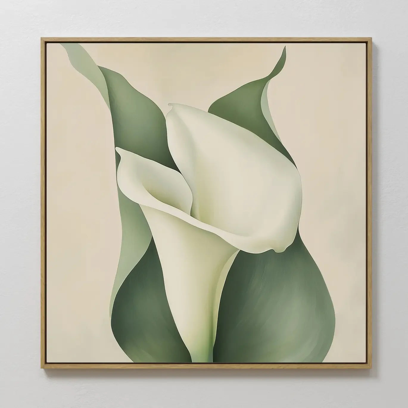 Whispering Lilies in Bloom Canvas Print – green botanical canvas wall art print by Aspire Prints