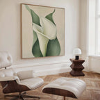 Whispering Lilies in Bloom Canvas Print – green botanical canvas wall art print by Aspire Prints