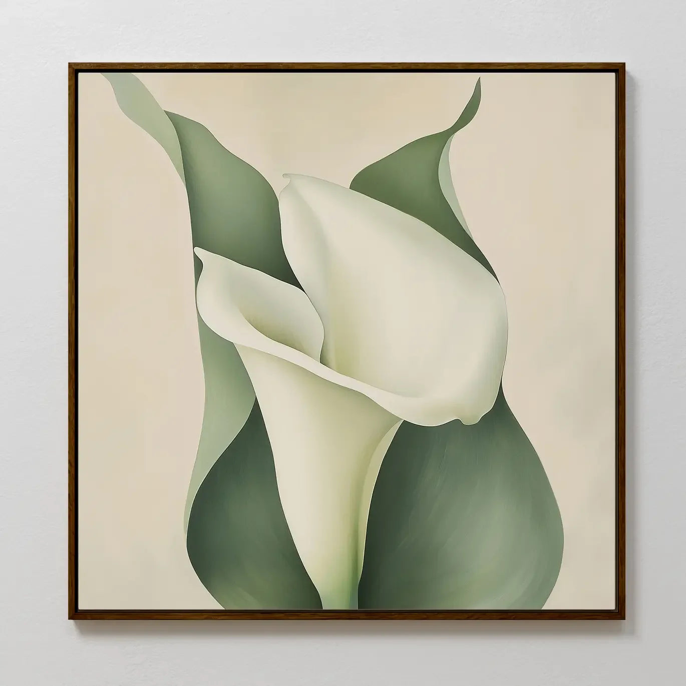 Whispering Lilies in Bloom Canvas Print – green botanical canvas wall art print by Aspire Prints
