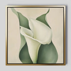 Whispering Lilies in Bloom Canvas Print – green botanical canvas wall art print by Aspire Prints