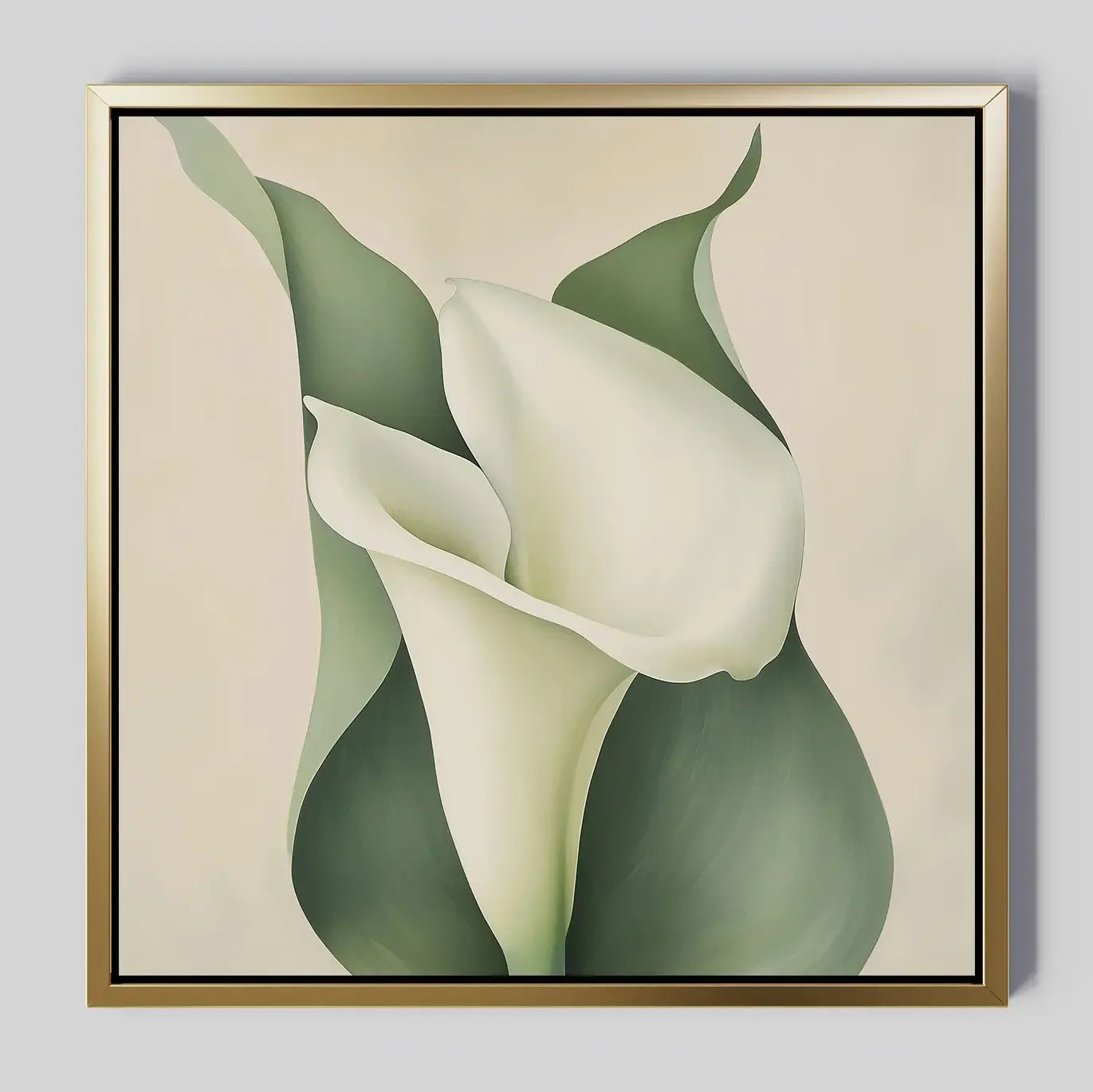 Whispering Lilies in Bloom Canvas Print – green botanical canvas wall art print by Aspire Prints