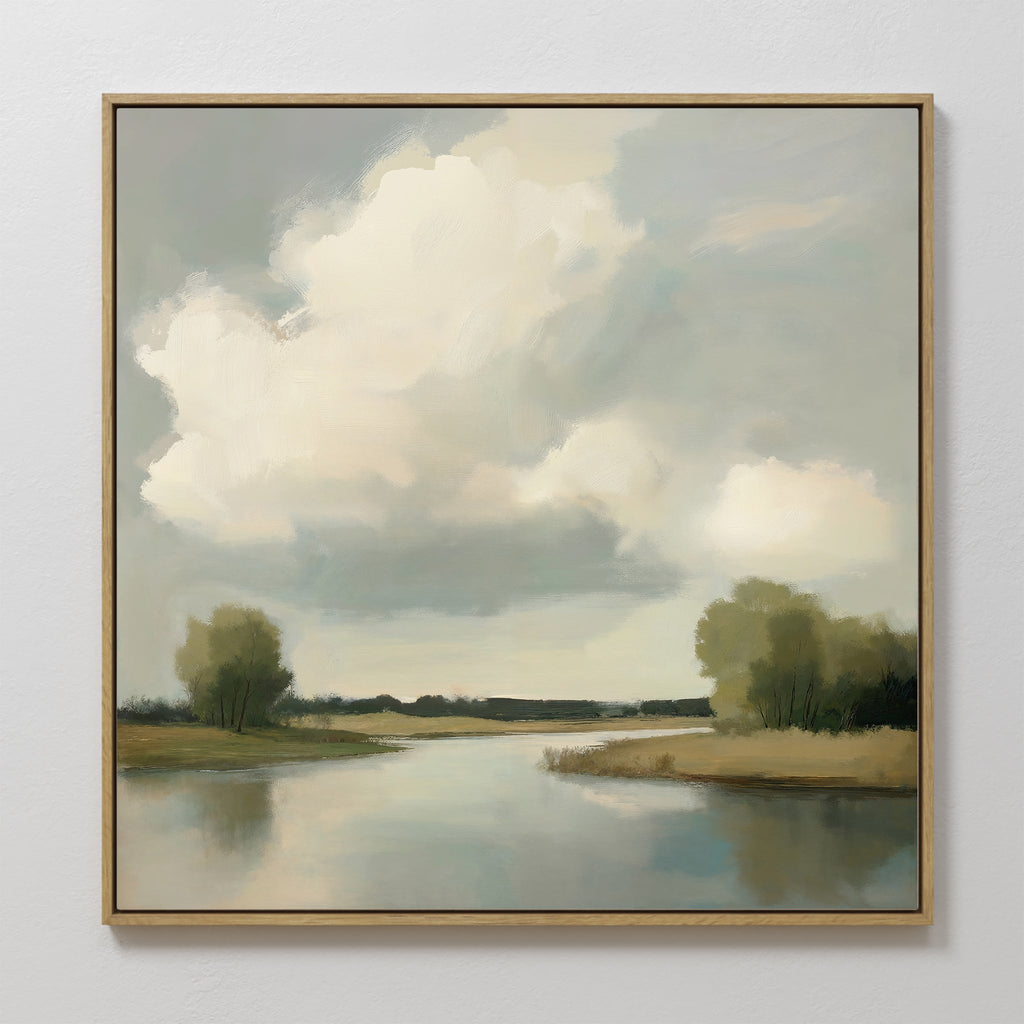 Where the River Breathes – neutral-toned vintage canvas wall art print by Aspire Prints