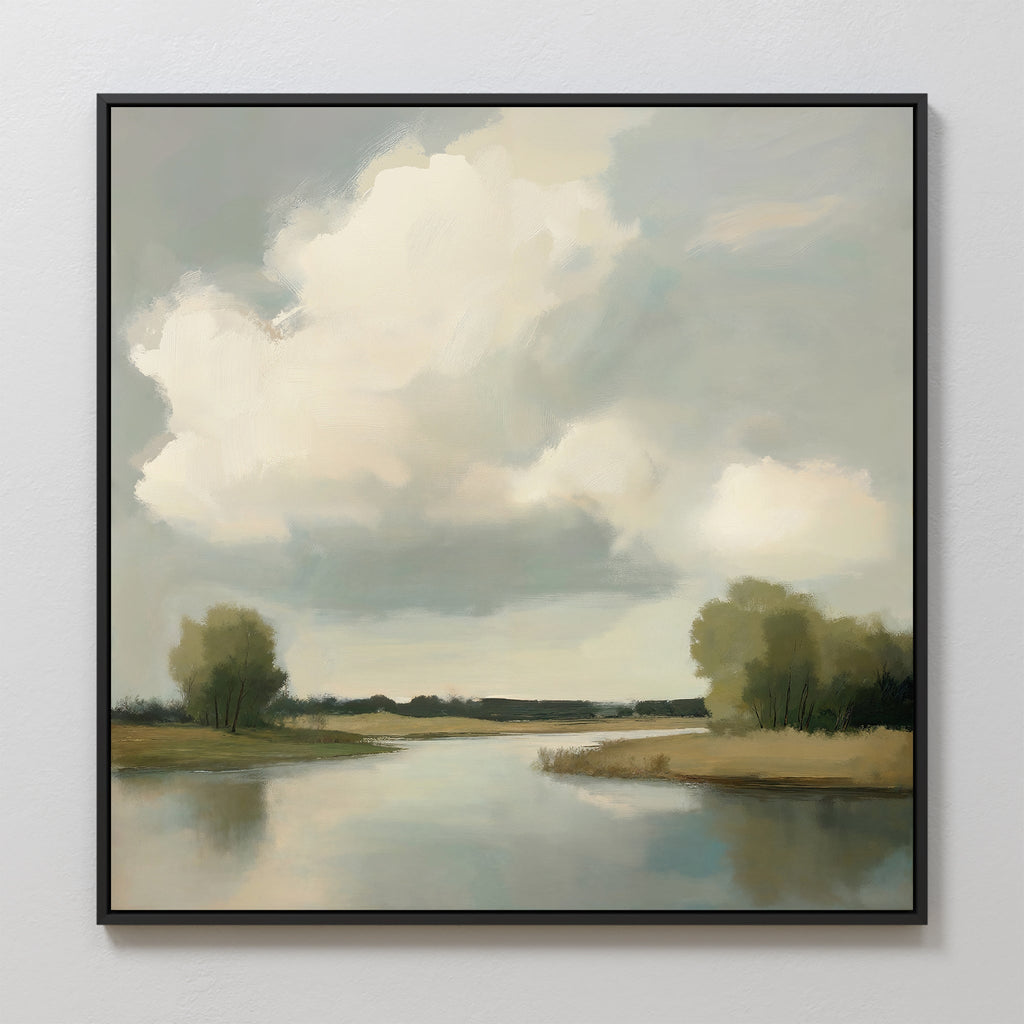 Where the River Breathes – neutral-toned vintage canvas wall art print by Aspire Prints