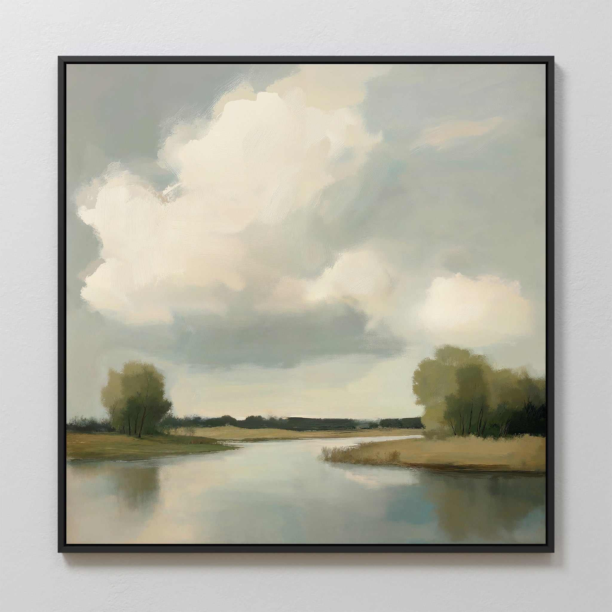 Where the River Breathes – neutral-toned vintage canvas wall art print by Aspire Prints
