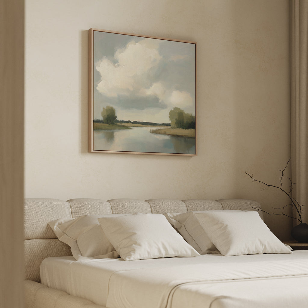 Where the River Breathes – neutral-toned vintage canvas wall art print by Aspire Prints