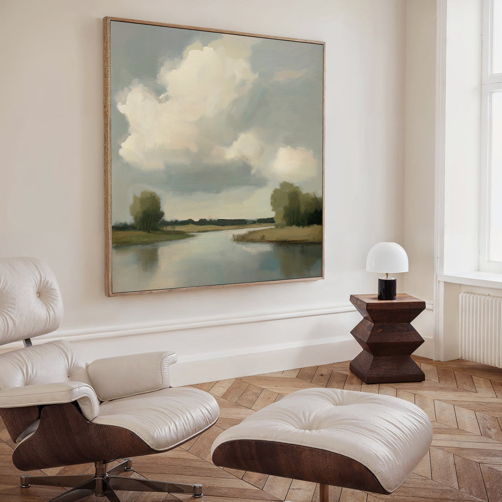 Where the River Breathes – neutral-toned vintage canvas wall art print by Aspire Prints