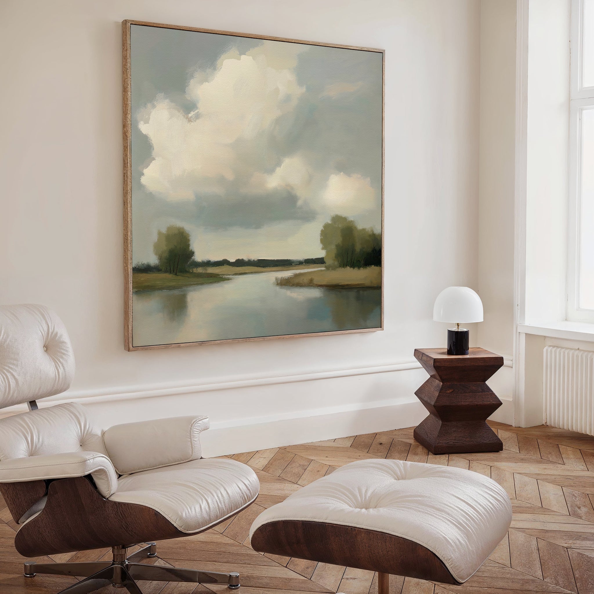 Where the River Breathes – neutral-toned vintage canvas wall art print by Aspire Prints
