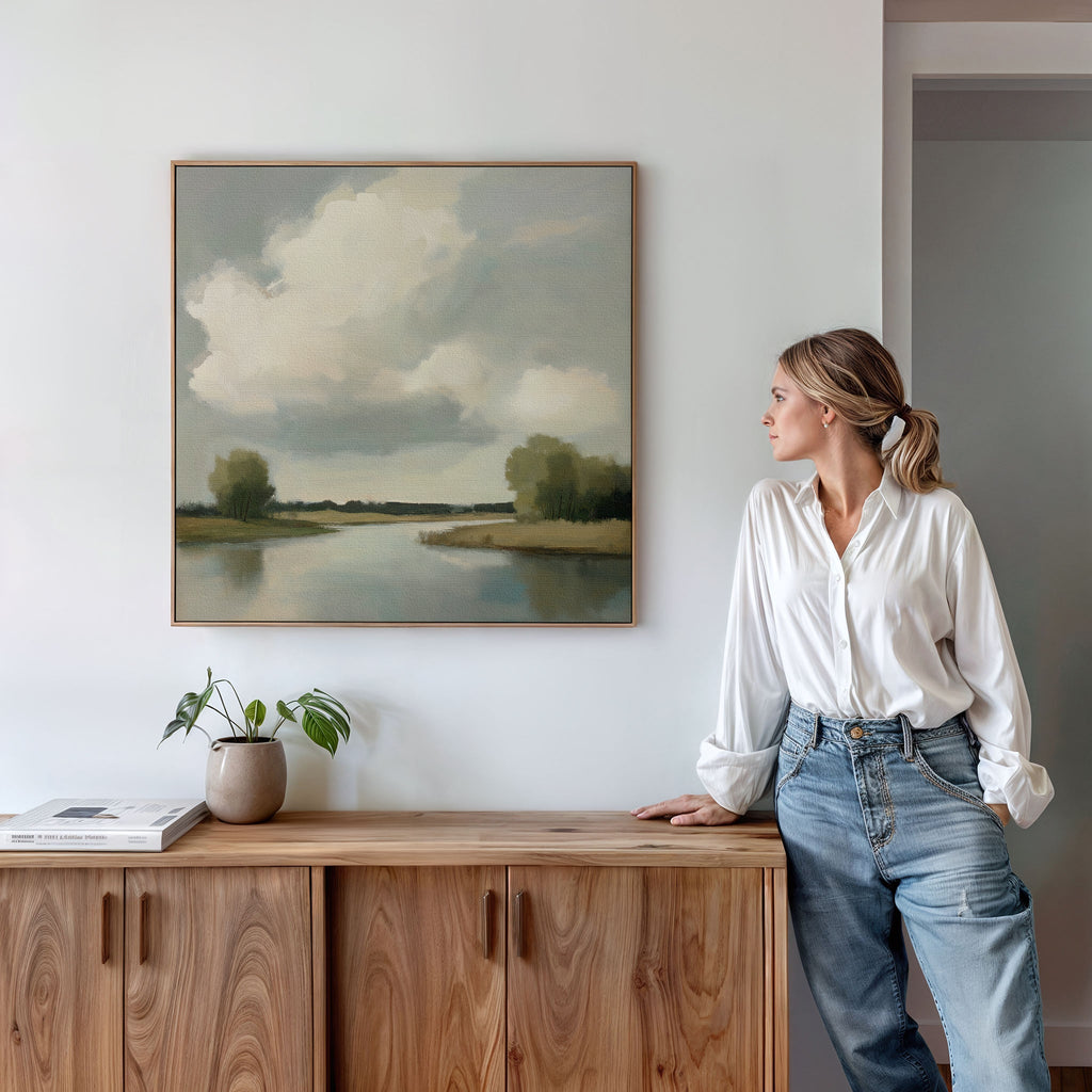 Where the River Breathes – neutral-toned vintage canvas wall art print by Aspire Prints