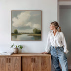 Where the River Breathes – neutral-toned vintage canvas wall art print by Aspire Prints