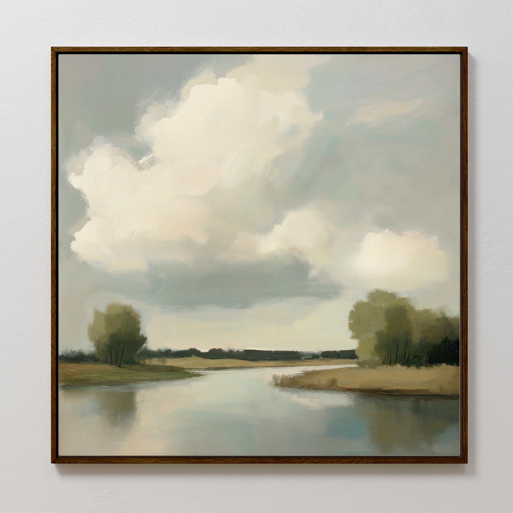 Where the River Breathes – neutral-toned vintage canvas wall art print by Aspire Prints