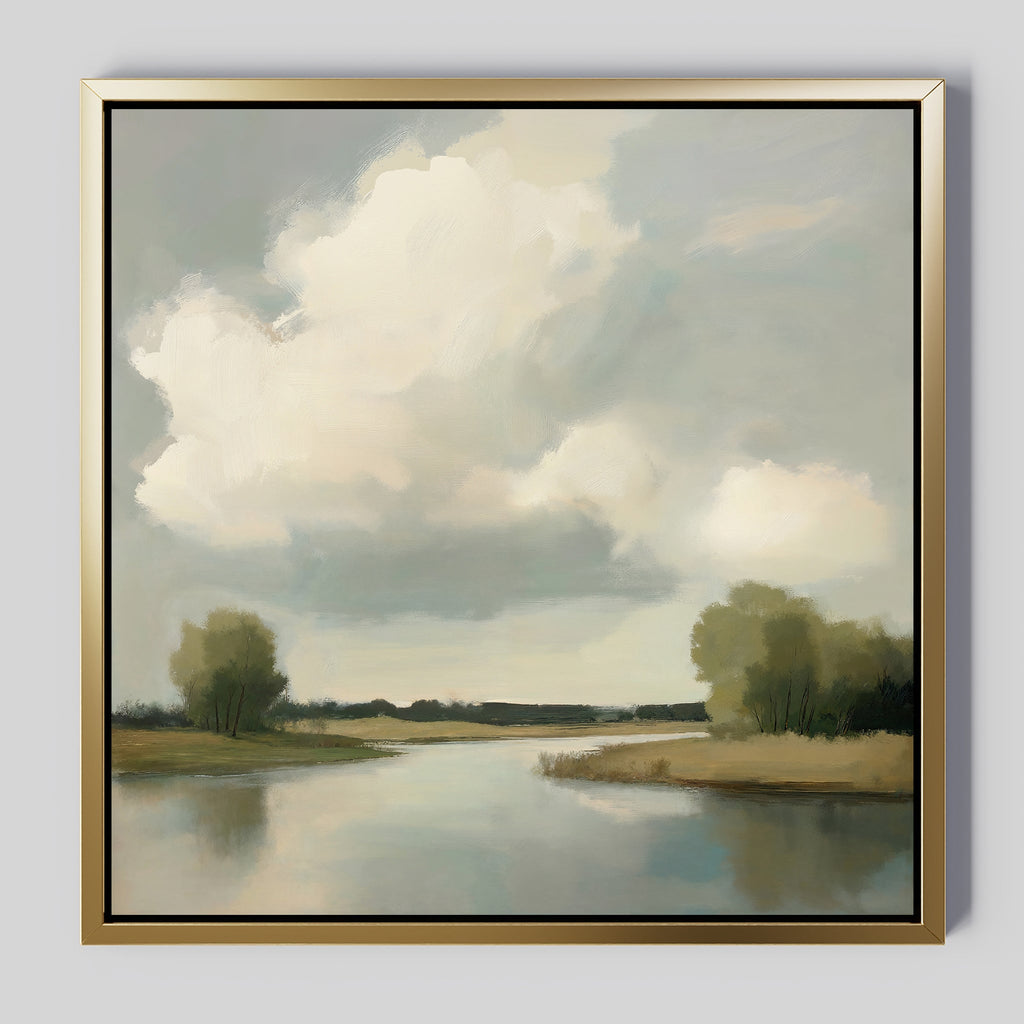 Where the River Breathes – neutral-toned vintage canvas wall art print by Aspire Prints