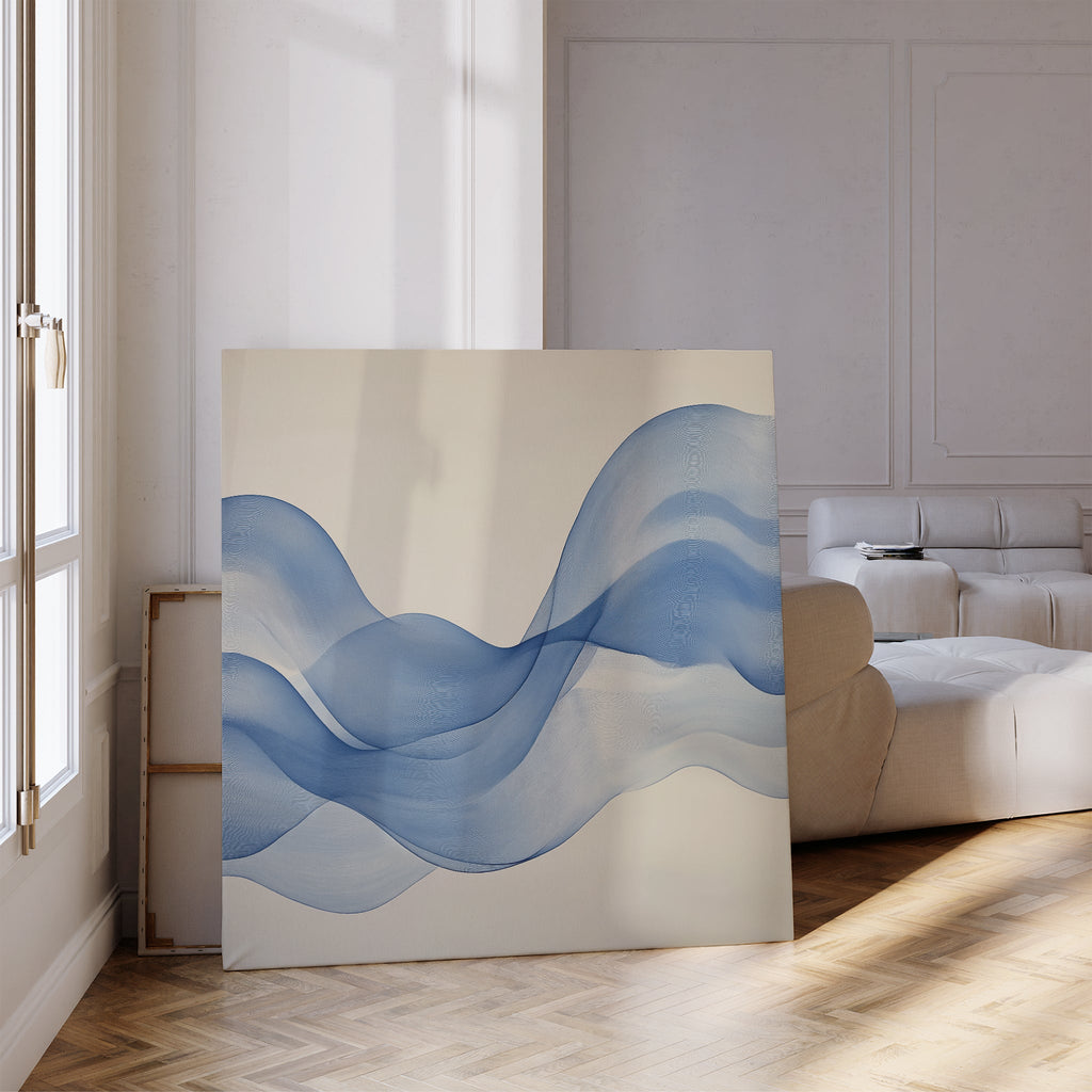 Whispering Tide – blue abstract canvas wall art print by Aspire Prints
