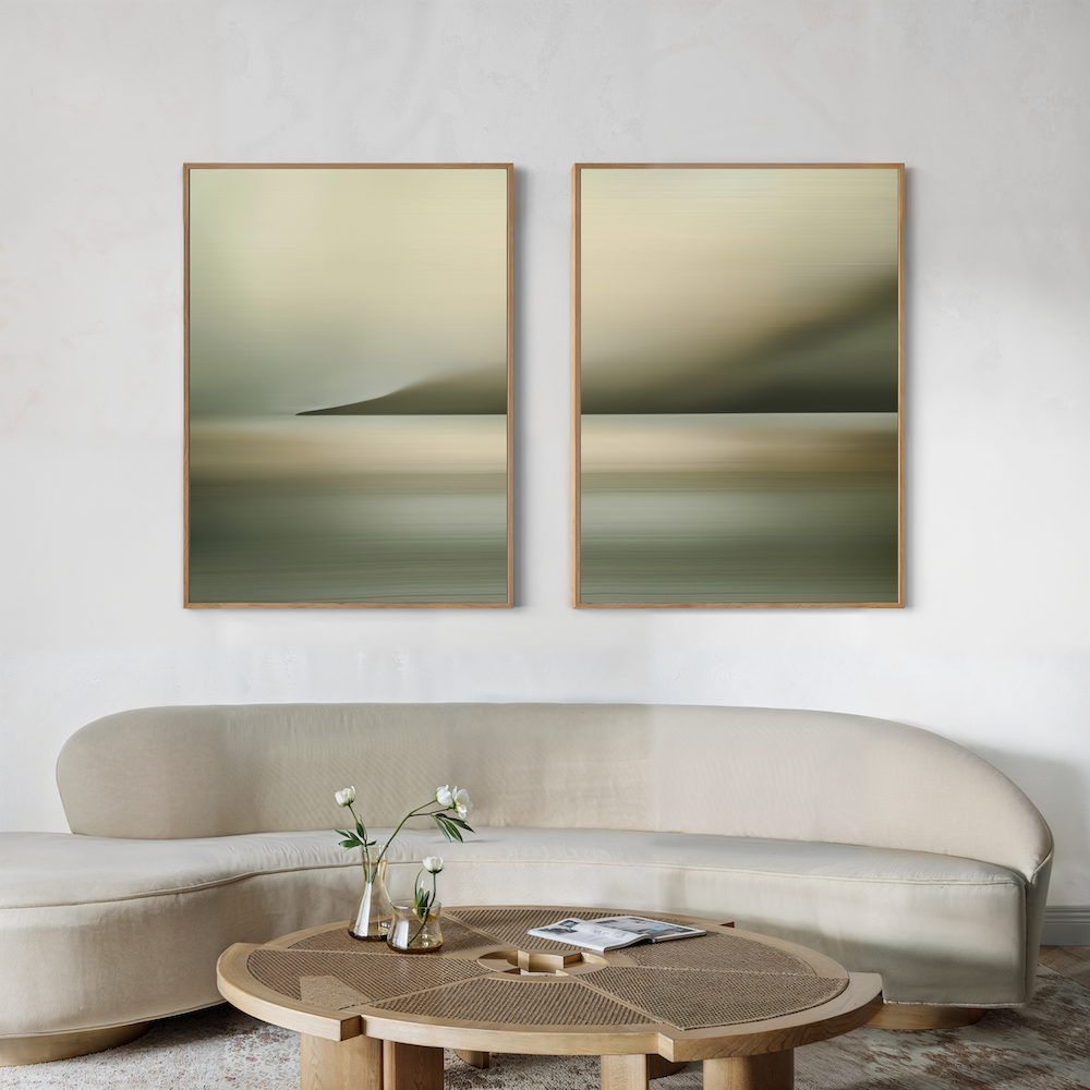 Whispers of the Tide – Set of 2 Canvas Prints set of 2 – green coastal canvas wall art by Aspire Prints