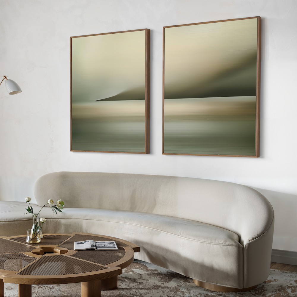 Whispers of the Tide – Set of 2 Canvas Prints set of 2 – green coastal canvas wall art by Aspire Prints