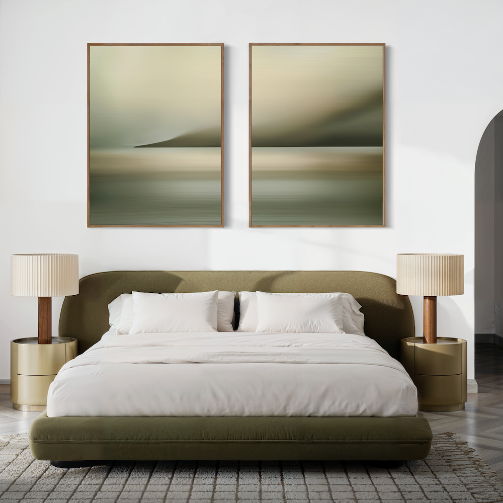 Whispers of the Tide – Set of 2 Canvas Prints set of 2 – green coastal canvas wall art by Aspire Prints
