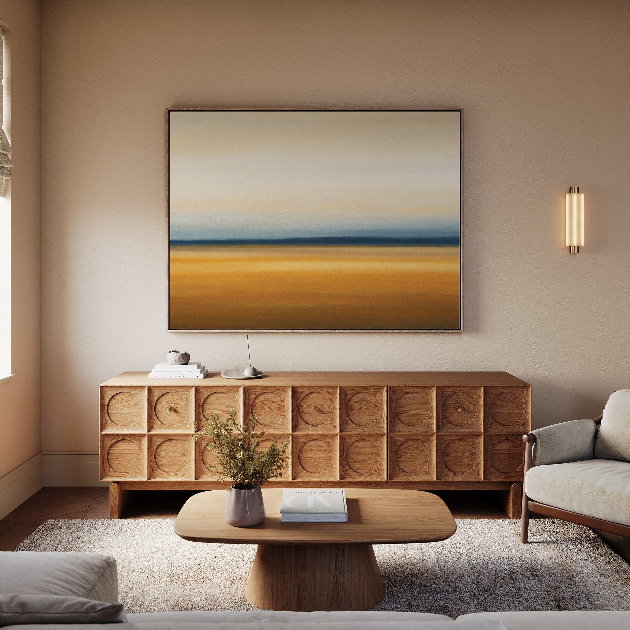 Caramel Horizon Whisper – multicolour desert canvas wall art print by Aspire Prints