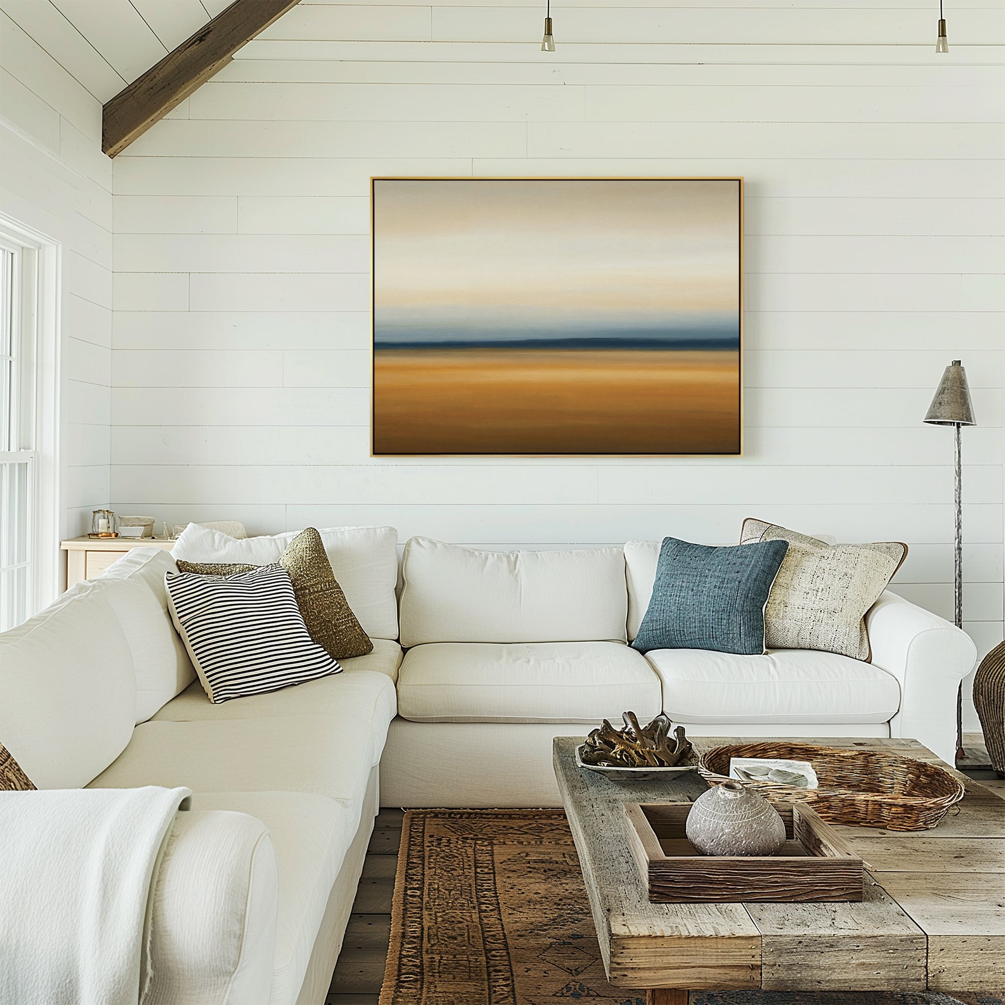 Caramel Horizon Whisper – multicolour desert canvas wall art print by Aspire Prints