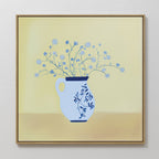 Whispers in Cerulean – neutral-toned botanical canvas wall art print by Aspire Prints