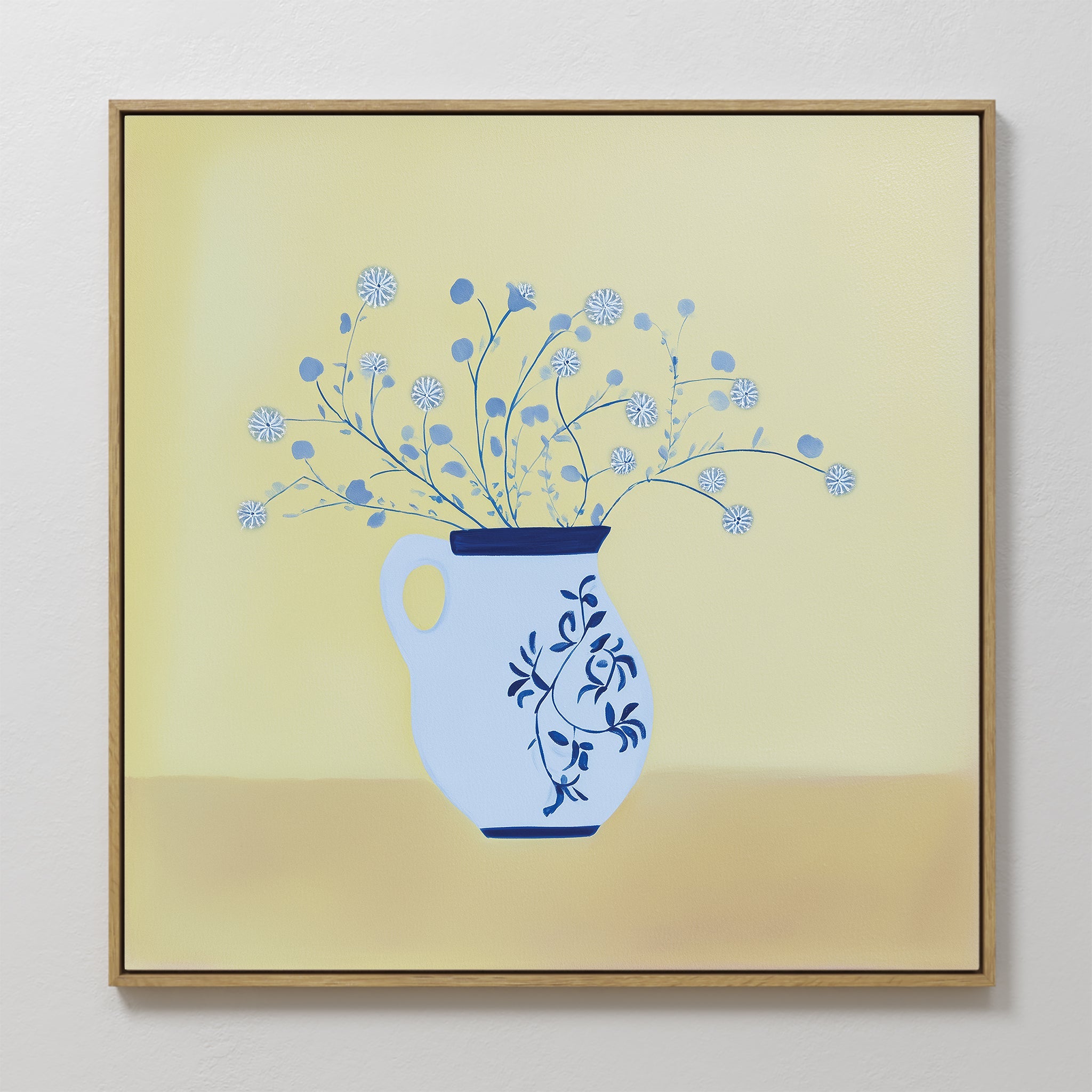 Whispers in Cerulean – neutral-toned botanical canvas wall art print by Aspire Prints