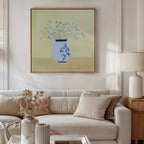 Whispers in Cerulean – neutral-toned botanical canvas wall art print by Aspire Prints