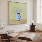 Whispers in Cerulean – neutral-toned botanical canvas wall art print by Aspire Prints