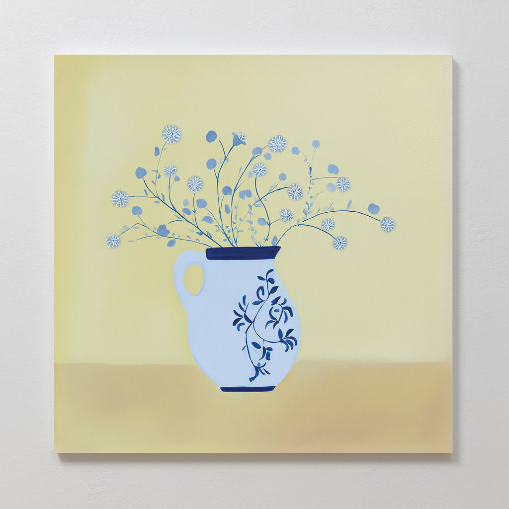 Whispers in Cerulean – neutral-toned botanical canvas wall art print by Aspire Prints