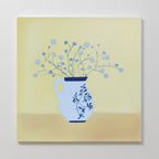 Whispers in Cerulean – neutral-toned botanical canvas wall art print by Aspire Prints