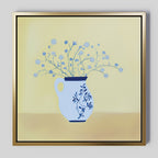 Whispers in Cerulean – neutral-toned botanical canvas wall art print by Aspire Prints