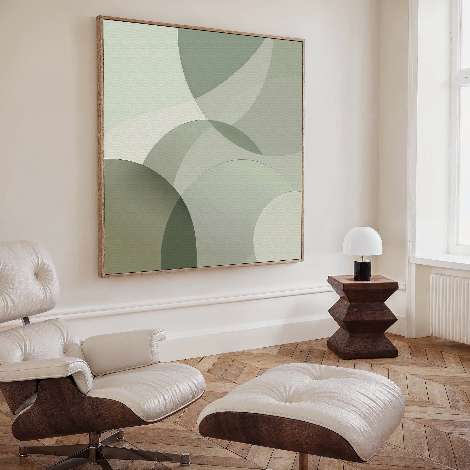 Whispers in the Round – green abstract canvas wall art print by Aspire Prints