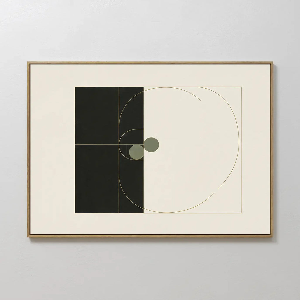 Orbit & Echo – black and white abstract canvas wall art print by Aspire Prints