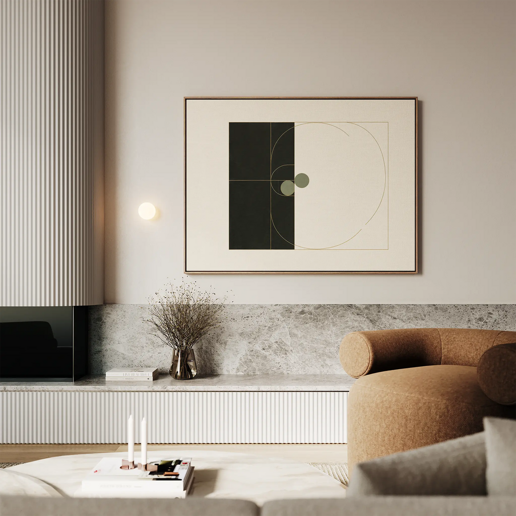 Orbit & Echo – black and white abstract canvas wall art print by Aspire Prints