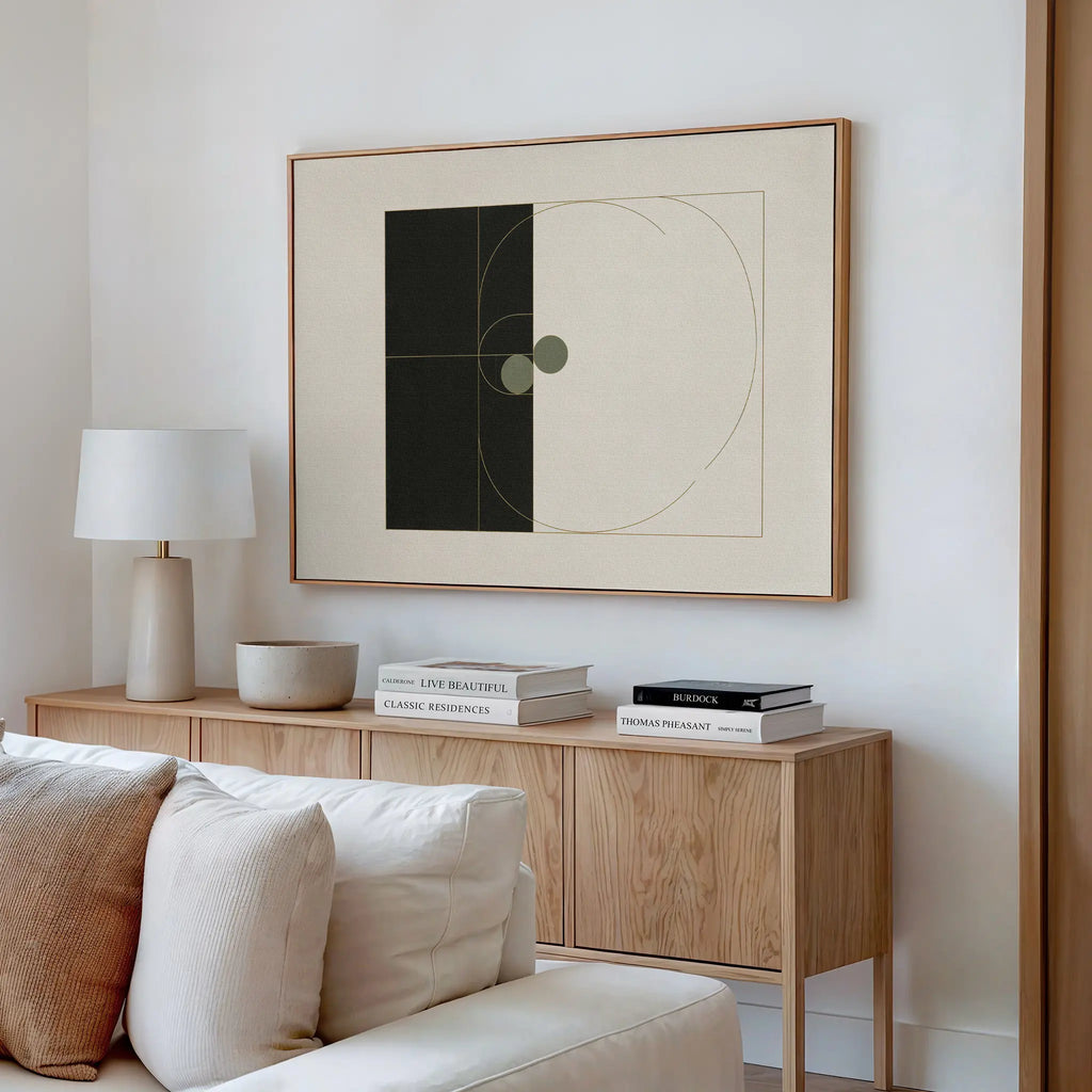 Orbit & Echo – black and white abstract canvas wall art print by Aspire Prints