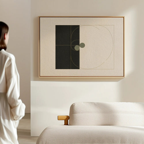 Orbit & Echo – black and white abstract canvas wall art print by Aspire Prints