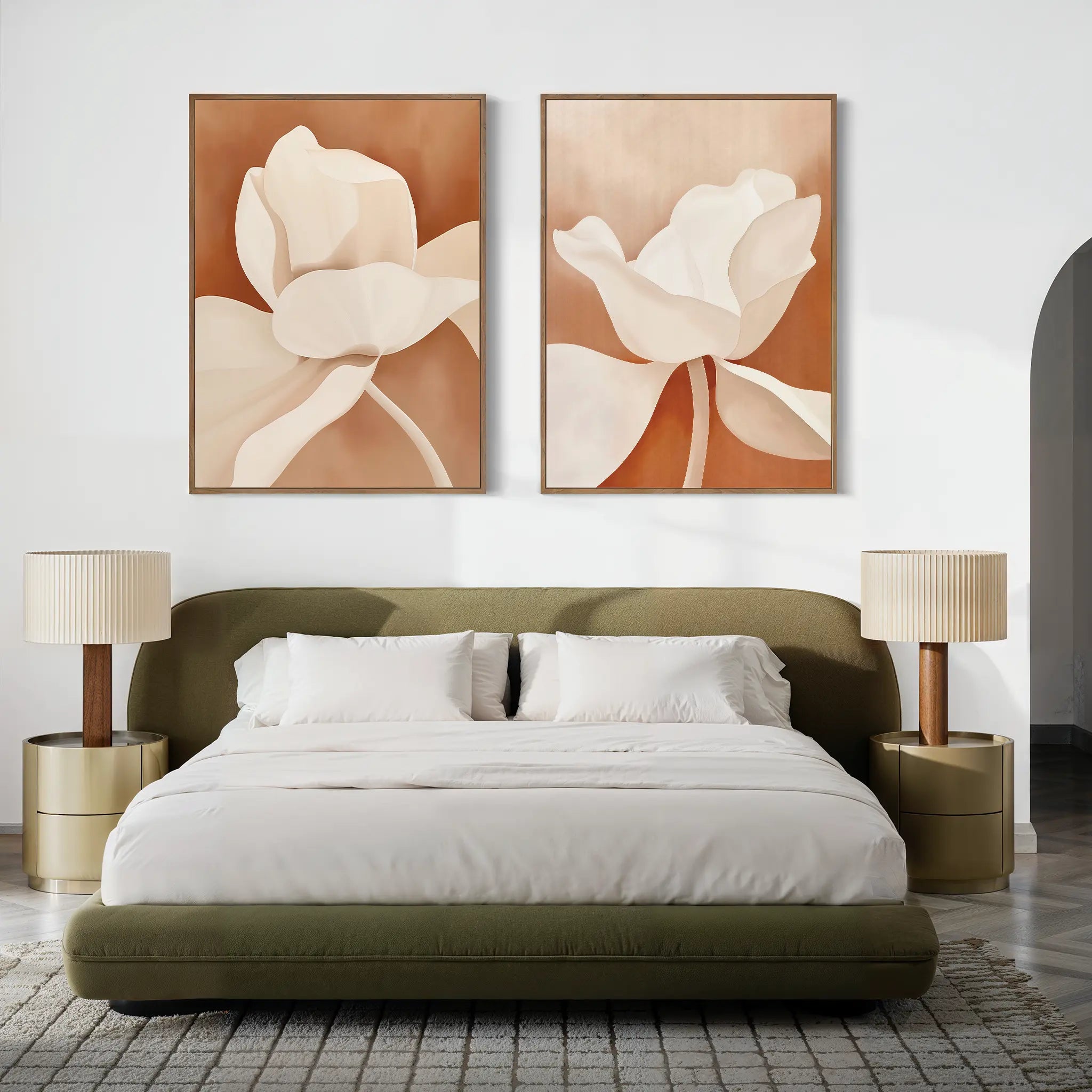 Terracotta Bloom Whispers – Set of 2 Canvas Prints set of 2 – neutral-toned botanical canvas wall art by Aspire Prints