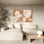 Terracotta Bloom Whispers – Set of 2 Canvas Prints set of 2 – neutral-toned botanical canvas wall art by Aspire Prints