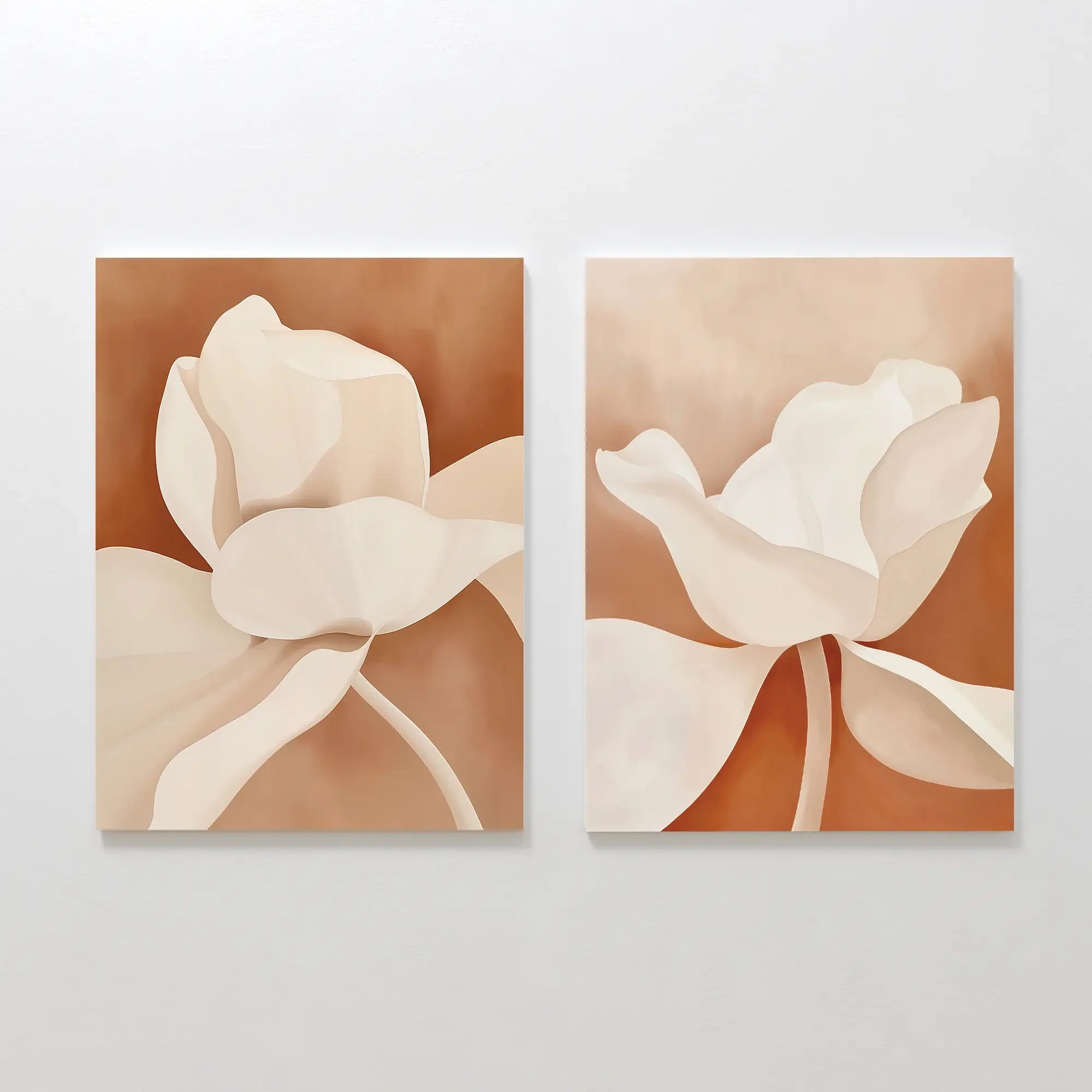 Terracotta Bloom Whispers – Set of 2 Canvas Prints set of 2 – neutral-toned botanical canvas wall art by Aspire Prints