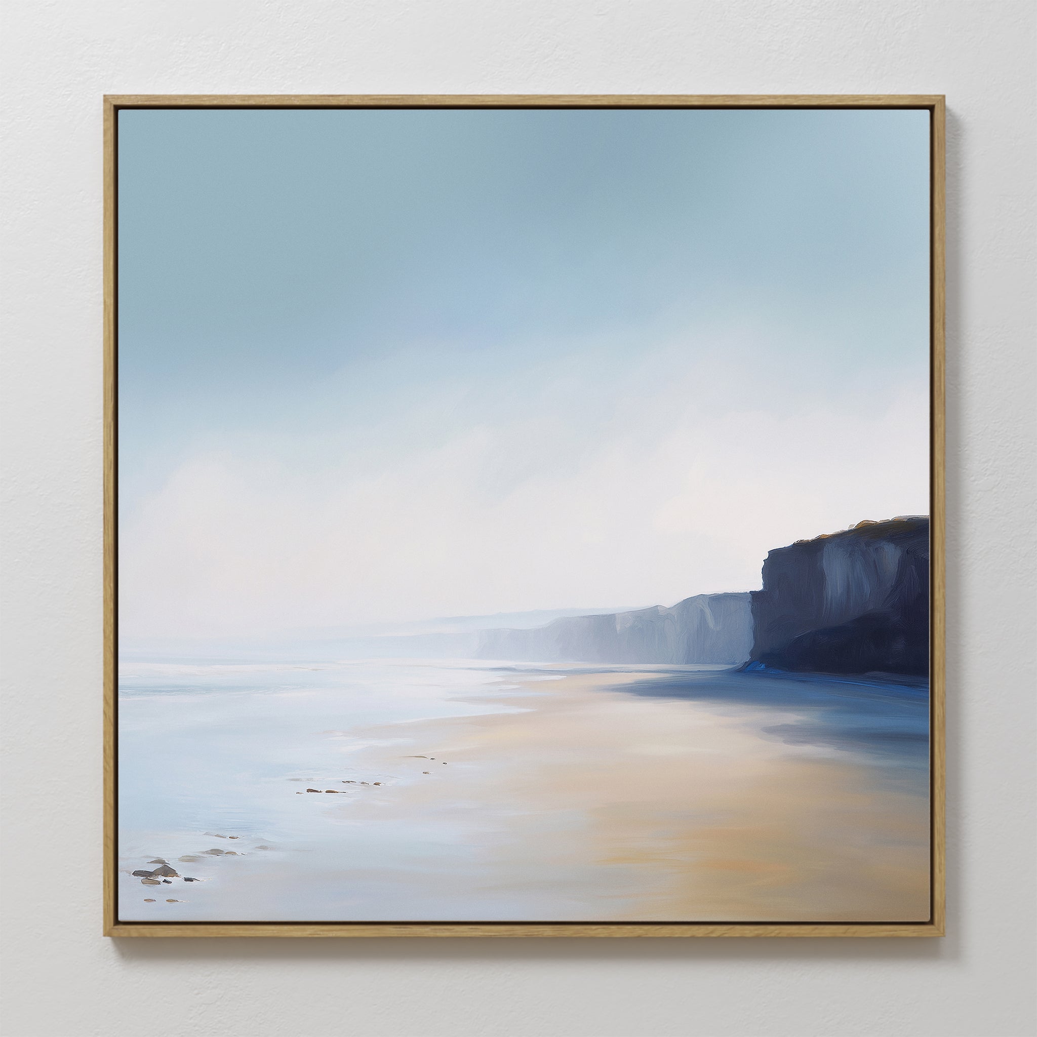 Where the Sea Meets Stone – blue coastal canvas wall art print by Aspire Prints