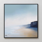 Where the Sea Meets Stone – blue coastal canvas wall art print by Aspire Prints
