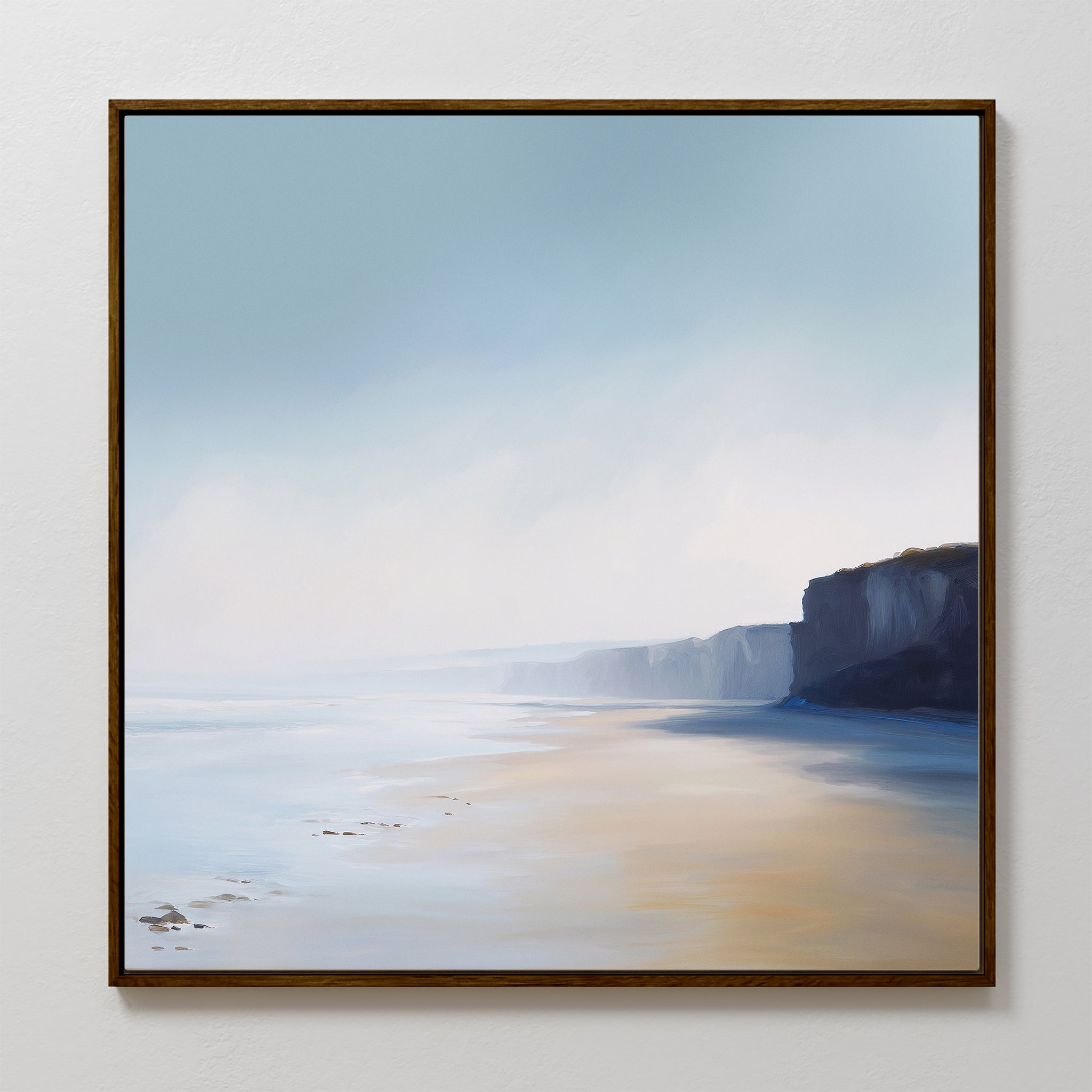 Where the Sea Meets Stone – blue coastal canvas wall art print by Aspire Prints