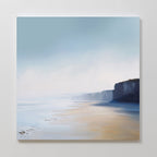 Where the Sea Meets Stone – blue coastal canvas wall art print by Aspire Prints