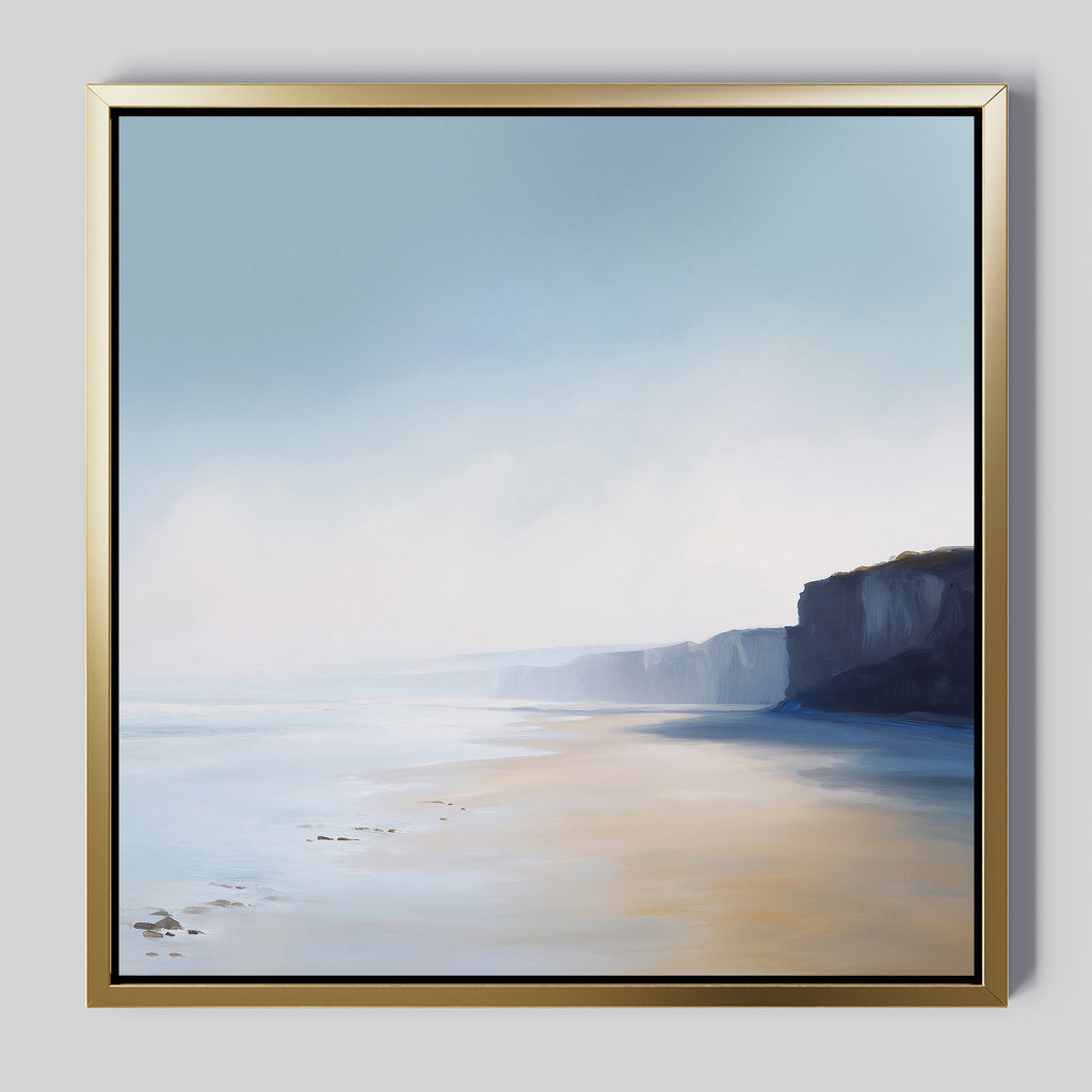 Where the Sea Meets Stone – blue coastal canvas wall art print by Aspire Prints