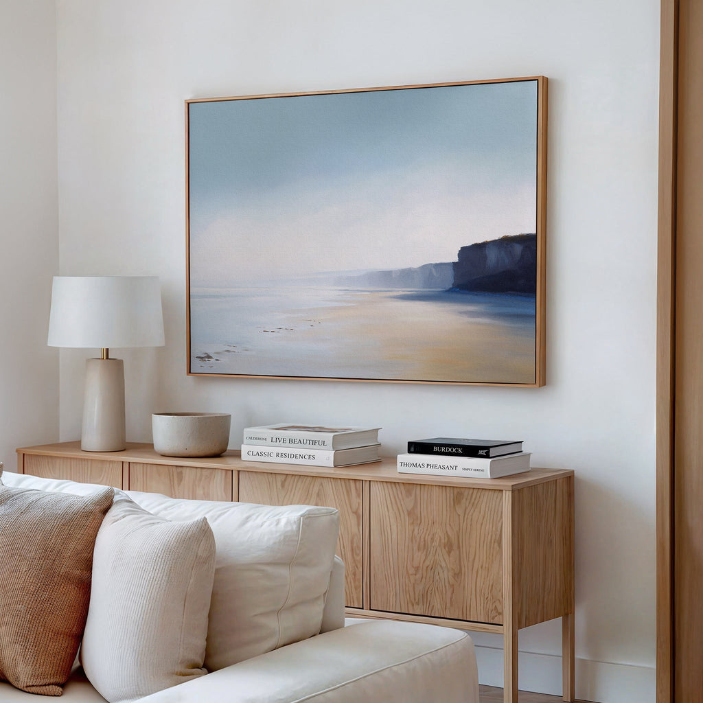 Where the Cliffs Meet the Sky – blue coastal canvas wall art print by Aspire Prints