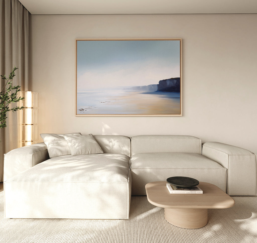 Where the Cliffs Meet the Sky – blue coastal canvas wall art print by Aspire Prints