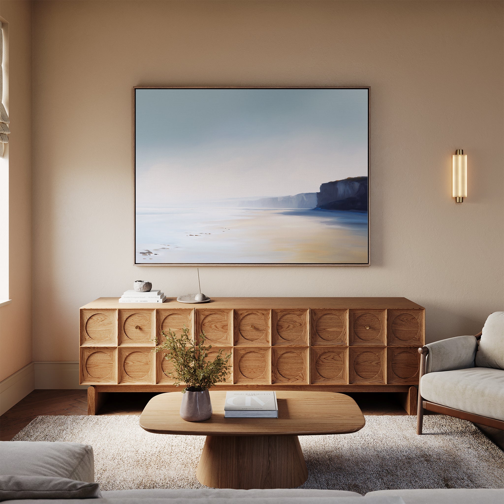 Where the Cliffs Meet the Sky – blue coastal canvas wall art print by Aspire Prints