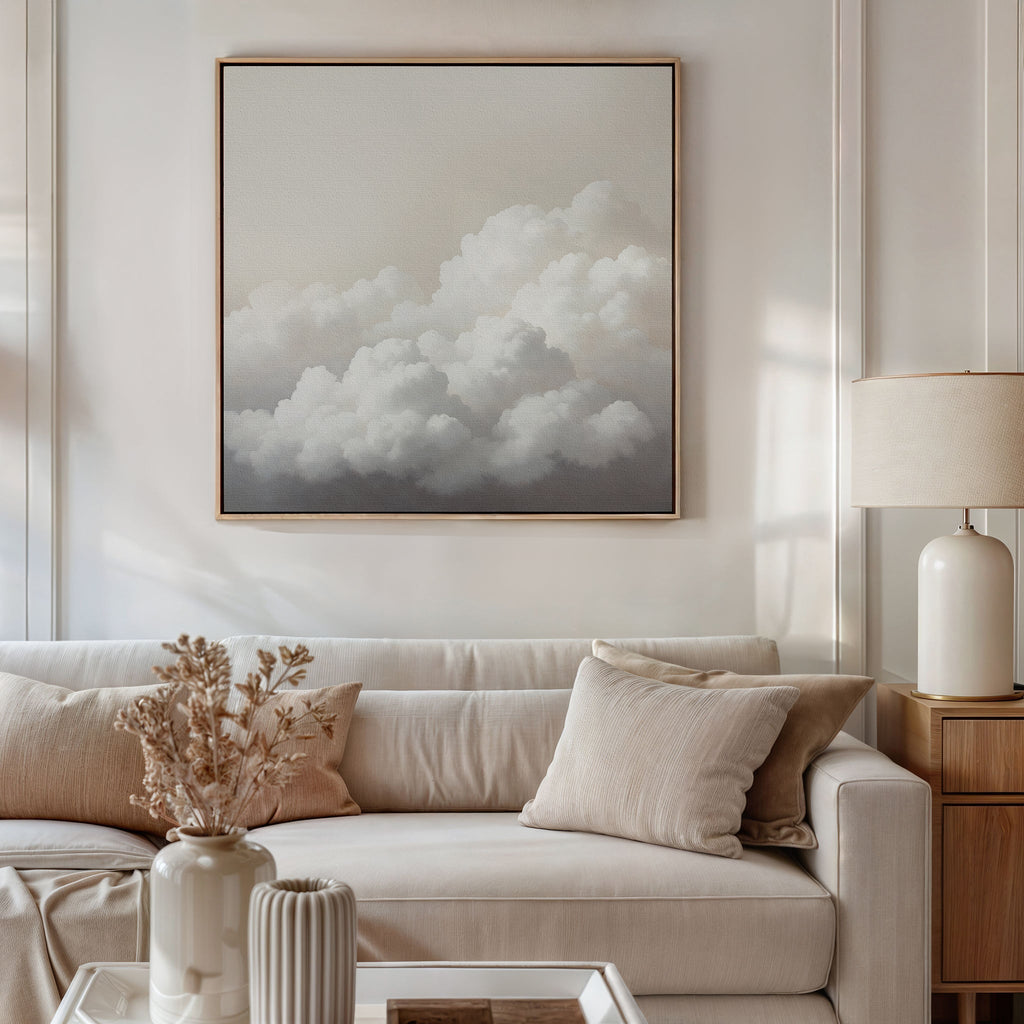 Whispers in the Sky Canvas Print – neutral-toned cloud canvas wall art print by Aspire Prints